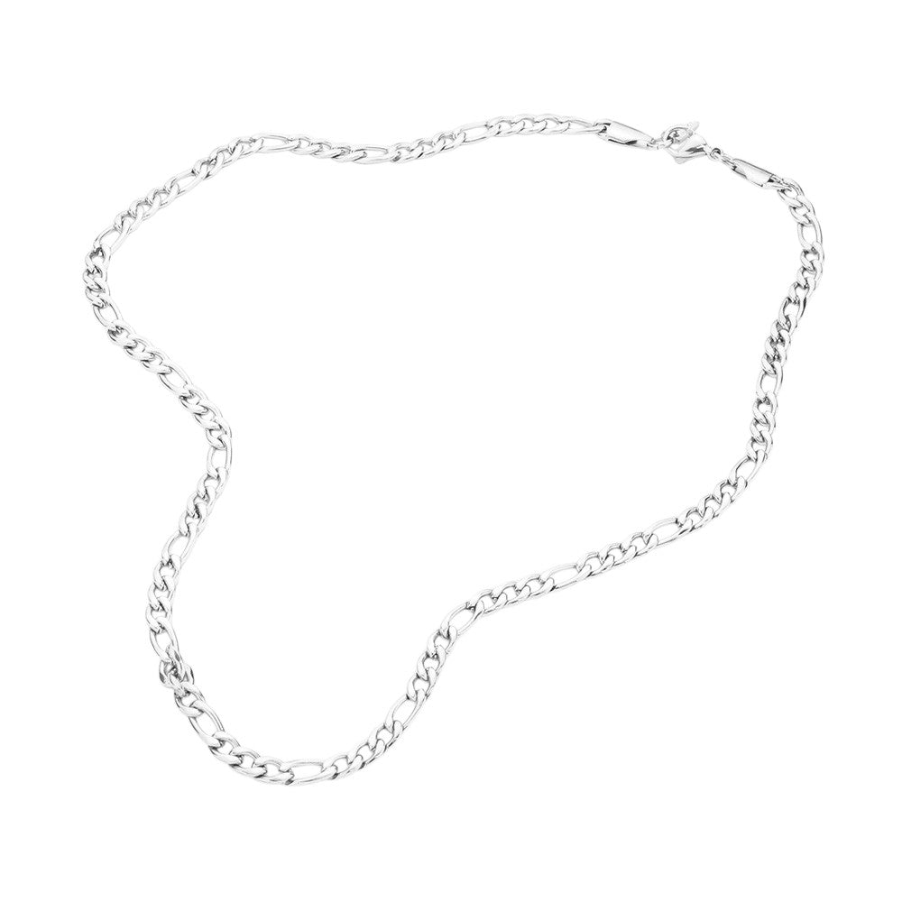 18 INCH, 4mm Stainless Steel Figaro Chain Necklace