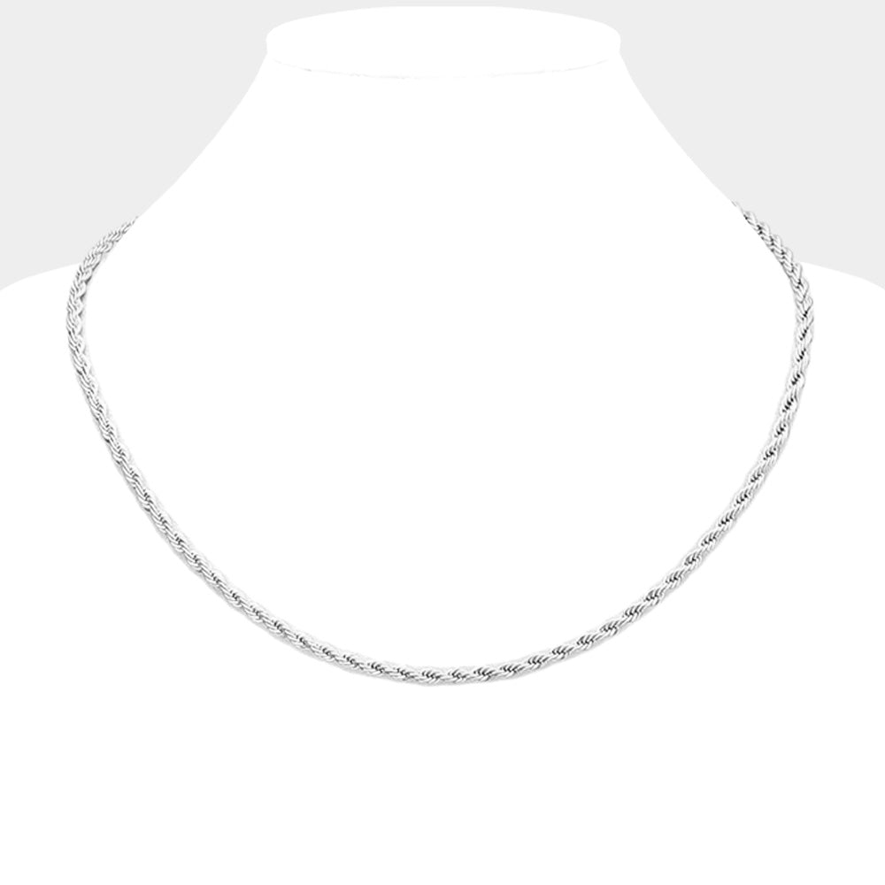 18 INCH, 4mm Stainless Steel Rope Chain Necklace
