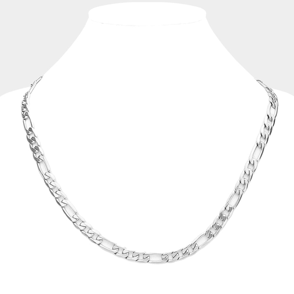 18 INCH, 6mm Stainless Steel Figaro Chain Necklace