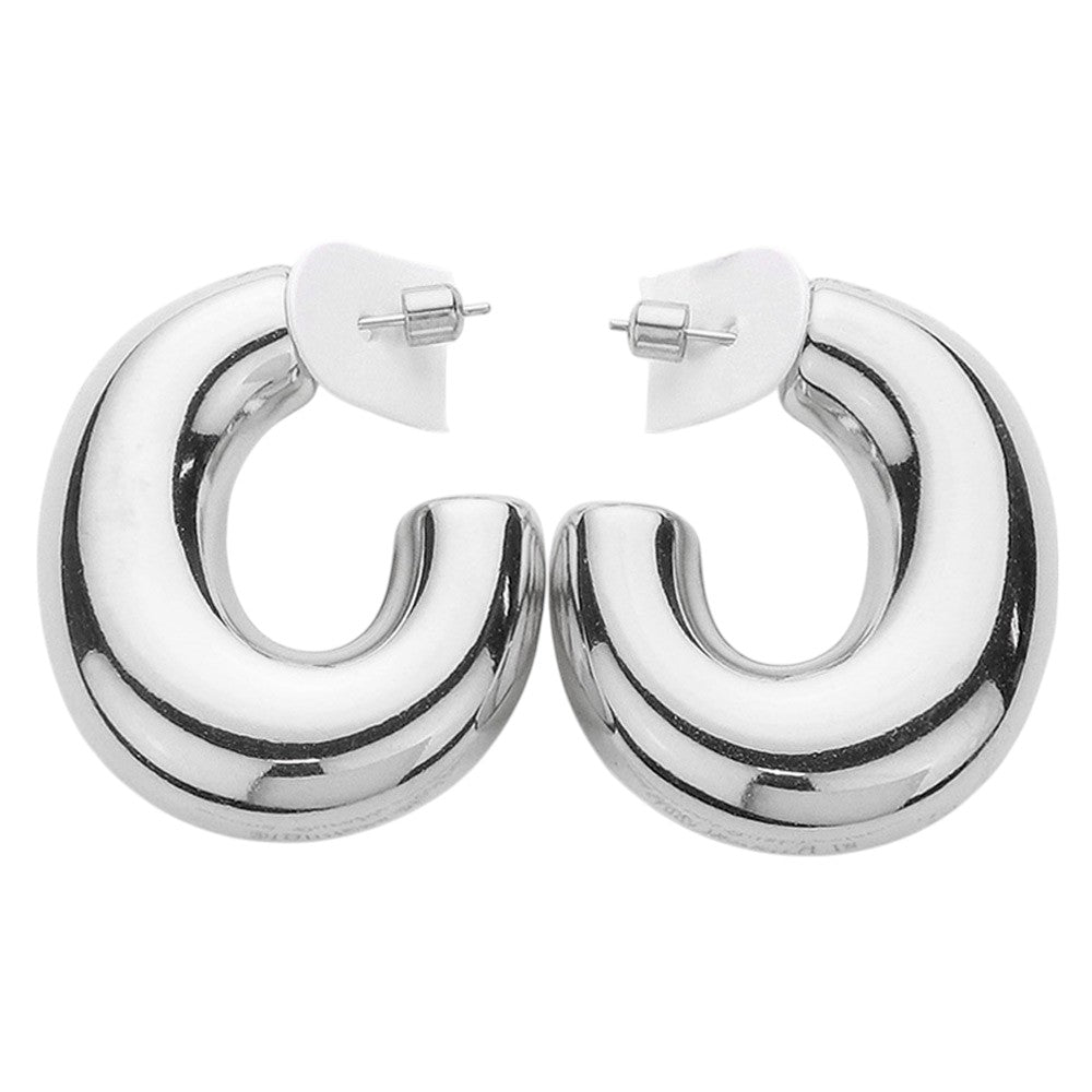18K Gold Dipped Chunky Stainless Steel Hoop Earrings