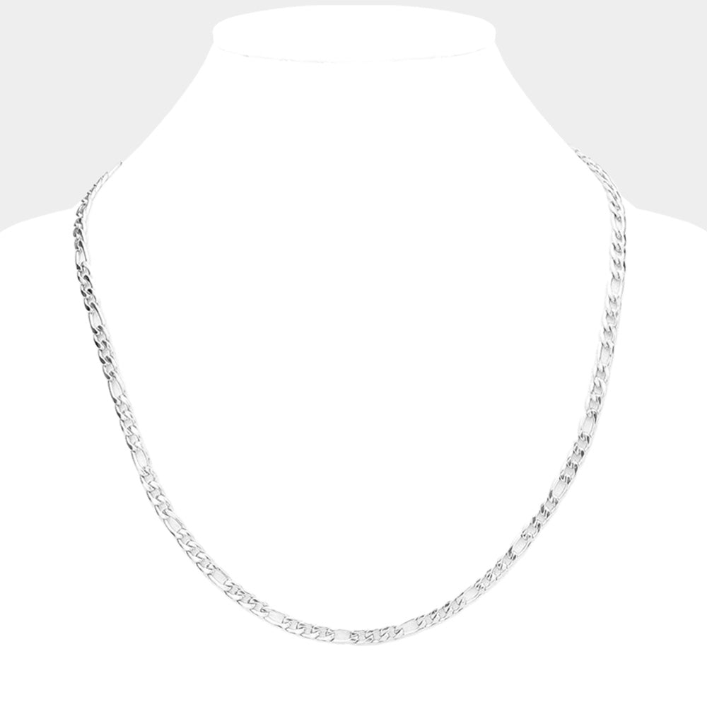 20 INCH, 4mm Stainless Steel Figaro Chain Necklace