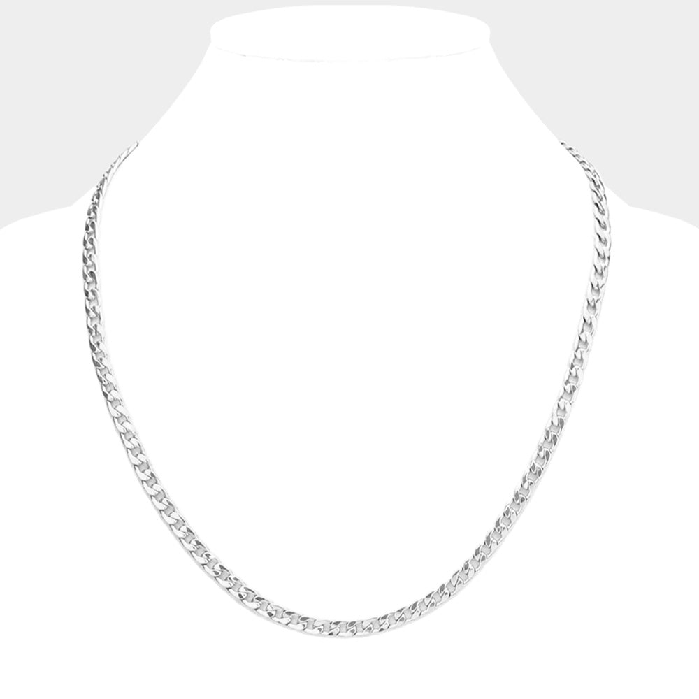 20 INCH, 5mm Stainless Steel Cuban Chain Necklace