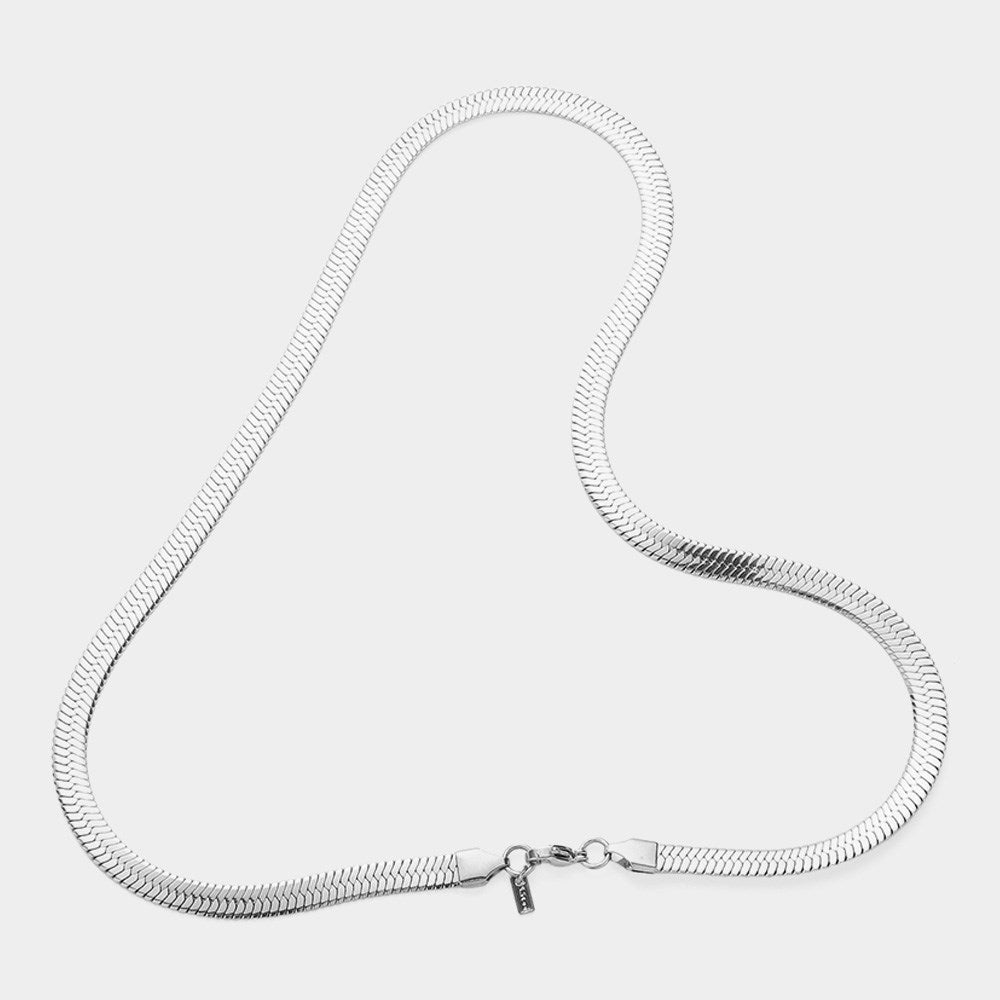 20 Inch, 7mm Stainless Steel Herringbone Chain Necklace