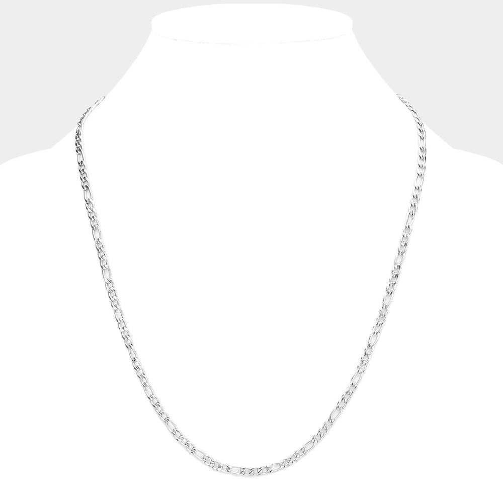 24 INCH, 4mm Stainless Steel Figaro Chain Necklace