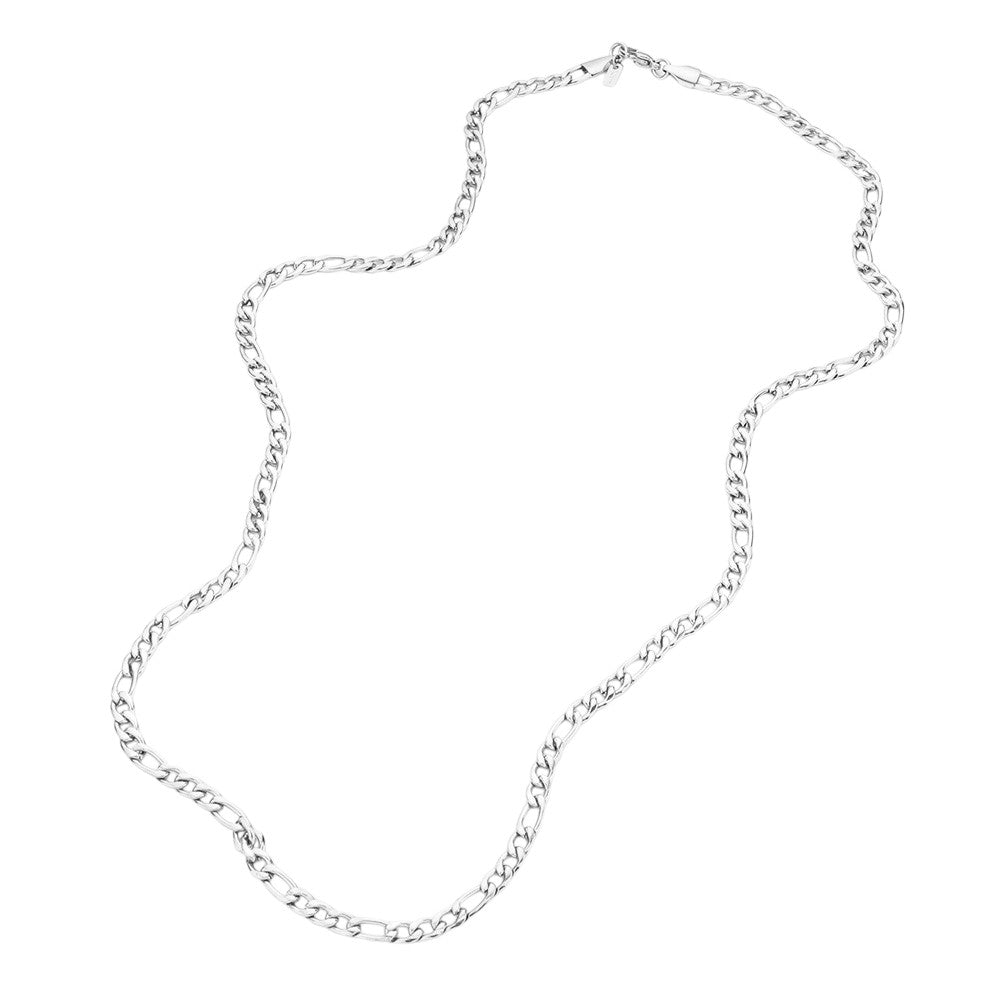 24 INCH, 4mm Stainless Steel Figaro Chain Necklace