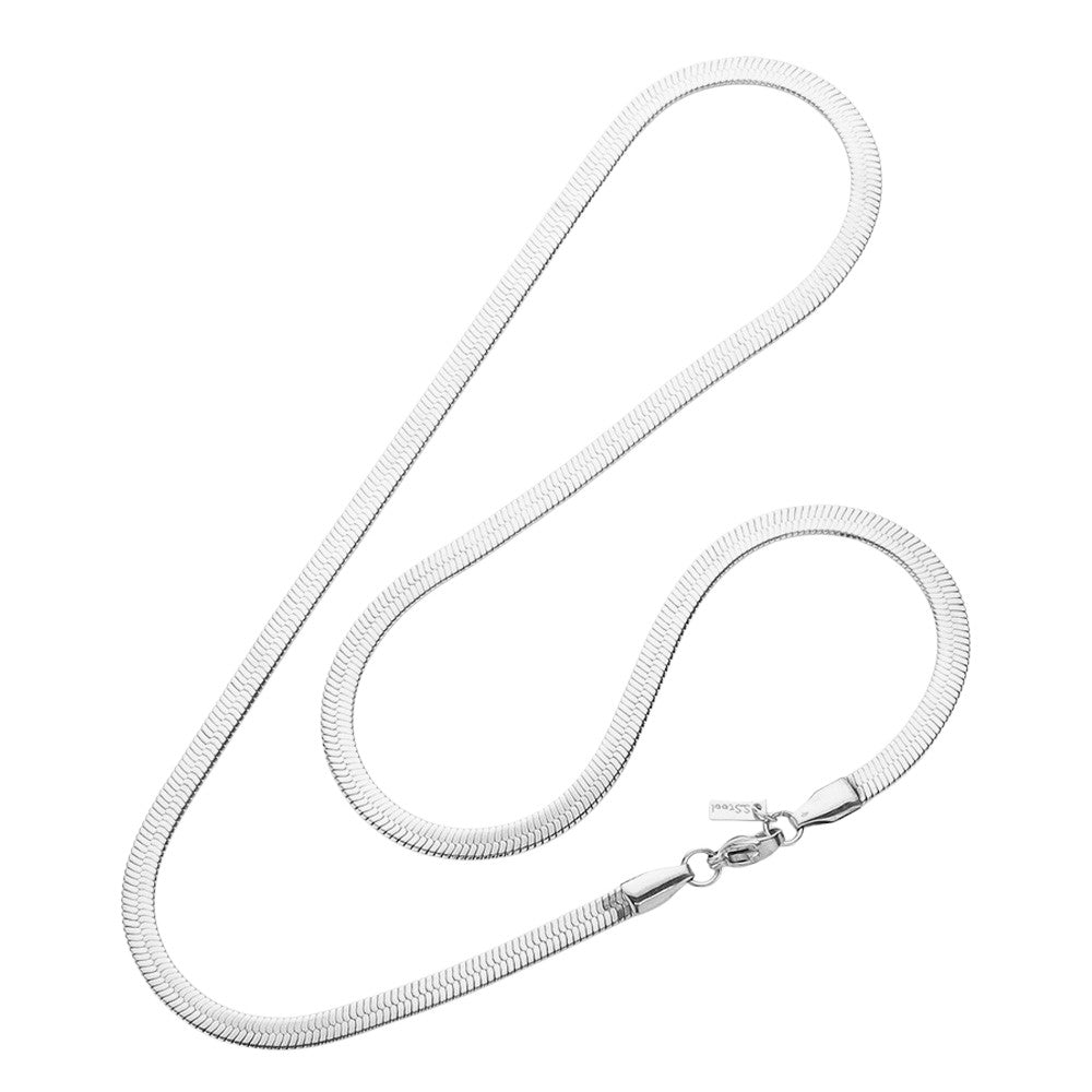 24 Inch, 5mm Stainless Steel Herringbone Chain Necklace