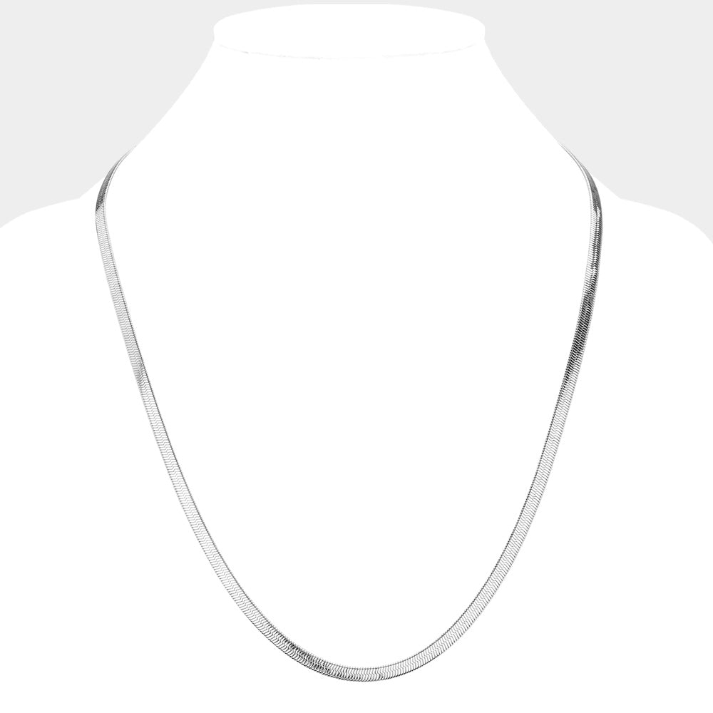 24 Inch, 5mm Stainless Steel Herringbone Chain Necklace