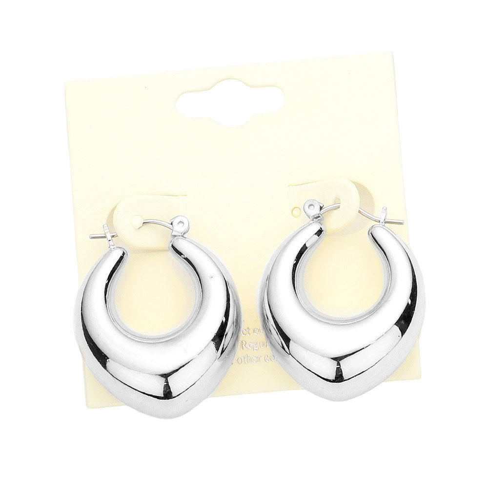 Bold Metal Abstract Hoop Pin Catch Earrings