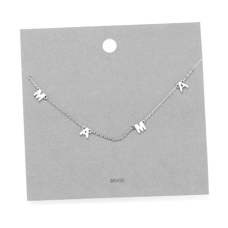 Brass Metal MAMA Pendant Necklace