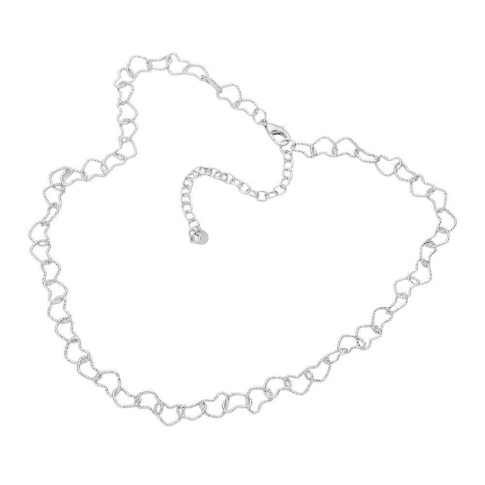 Brass Metal Open Heart Link Necklace