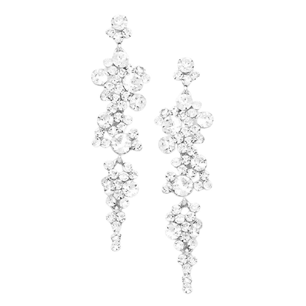 Bubble Stone Cluster Dangle Evening Earrings