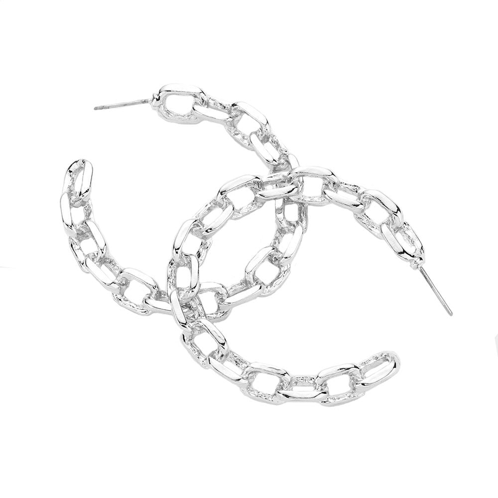 Metal Chain Half Hoop Earrings