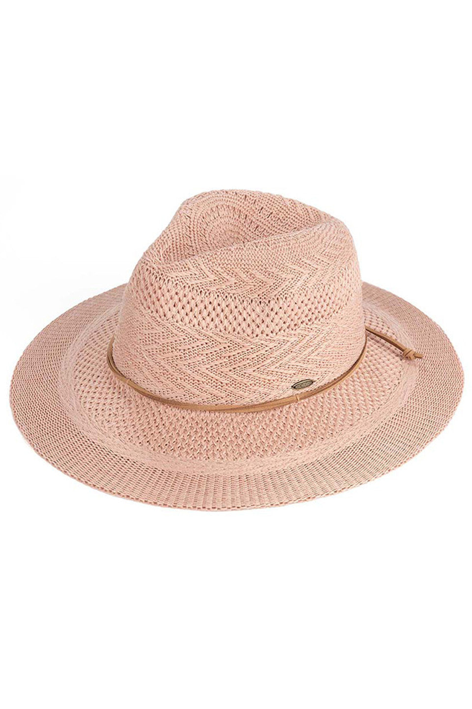 C.C MULTI PATTERN SUEDE STRING BAND PANAMA HAT