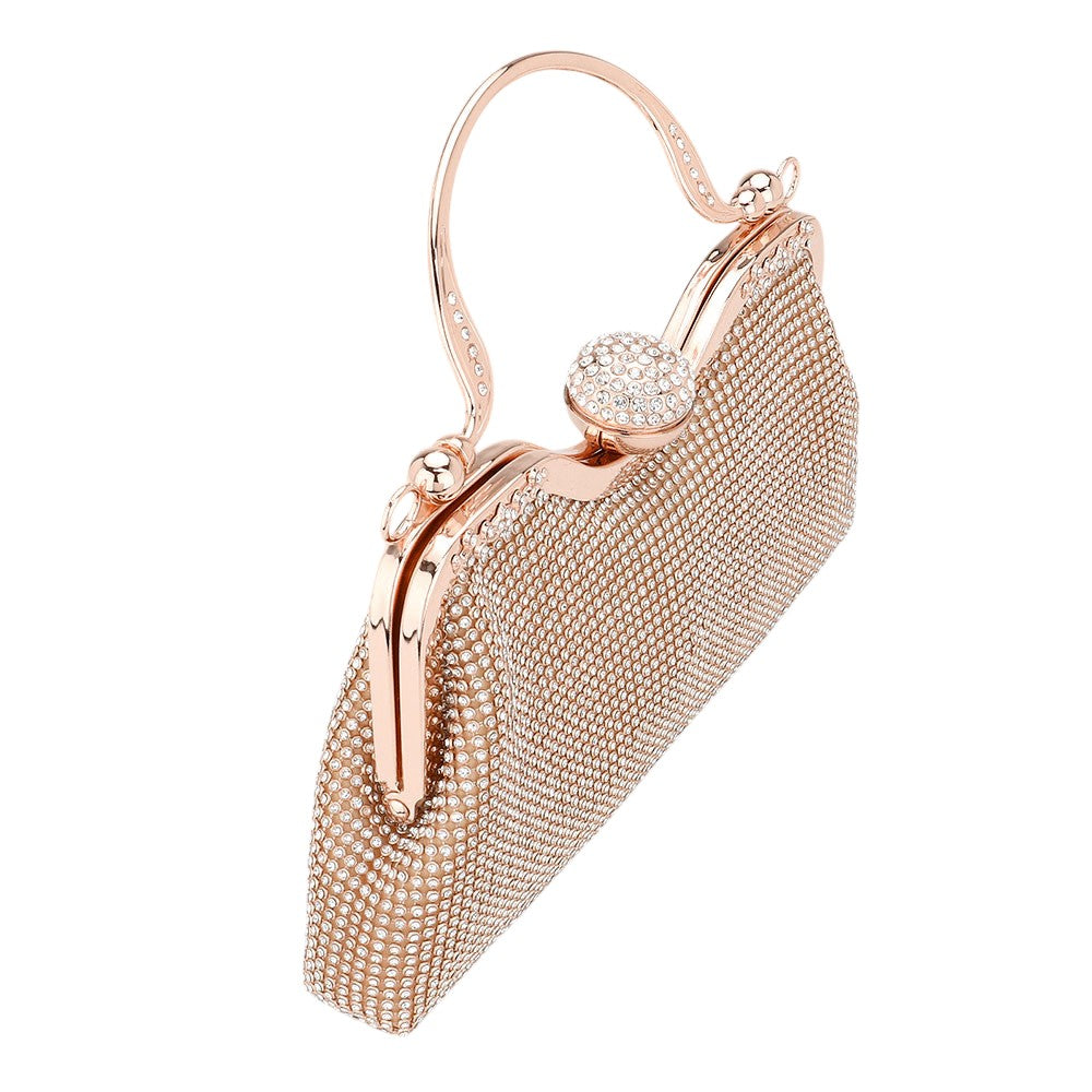 Bling Rhinestone Mesh Top Handle Evening Bag Crossbody Bag