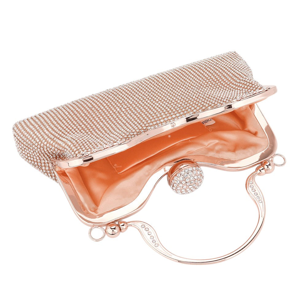 Bling Rhinestone Mesh Top Handle Evening Bag Crossbody Bag