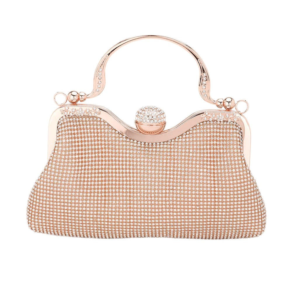 Bling Rhinestone Mesh Top Handle Evening Bag Crossbody Bag