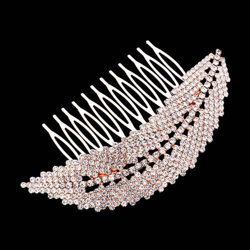 Rhinestone Pave Leaf Hair Comb