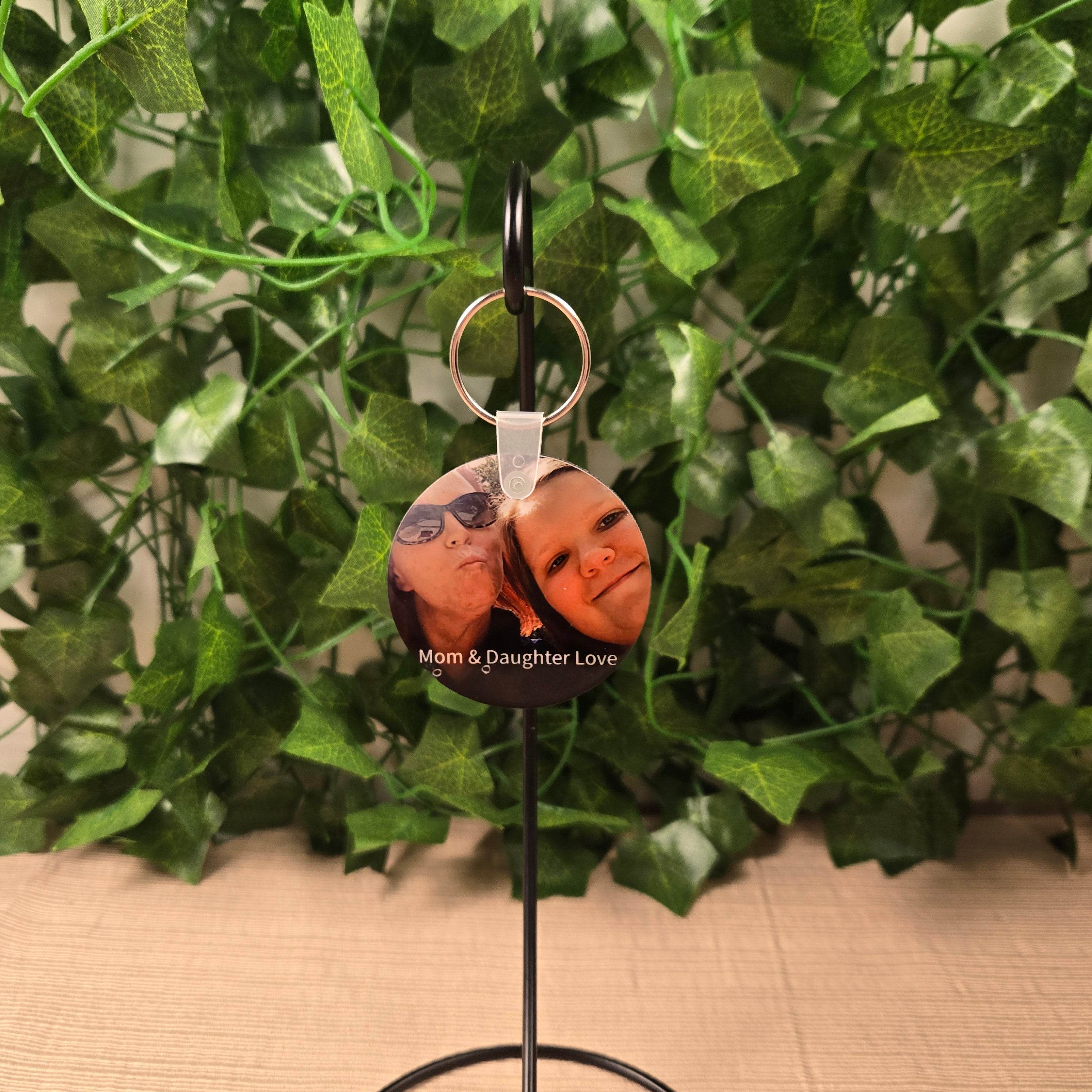 Round Double Sided Personalized Photo and Text Key Chain