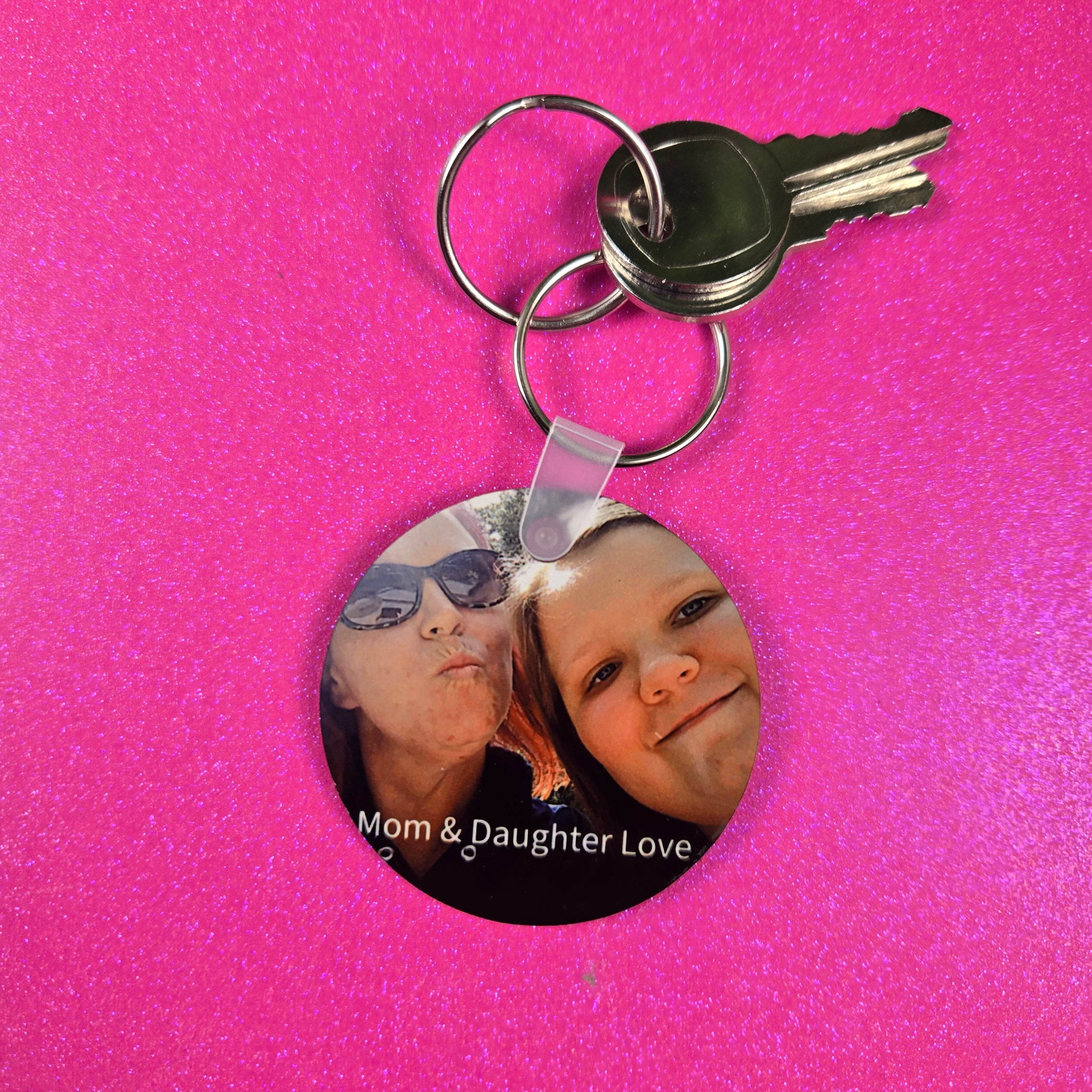 Round Double Sided Personalized Photo and Text Key Chain