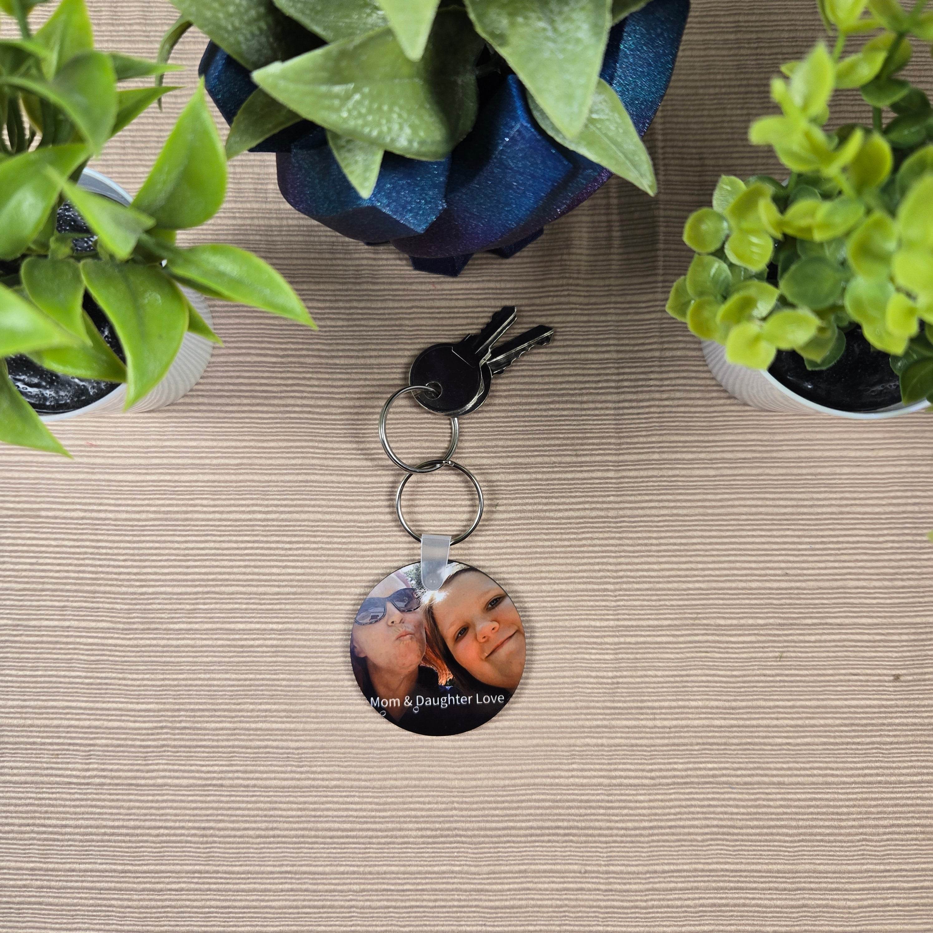Round Double Sided Personalized Photo and Text Key Chain