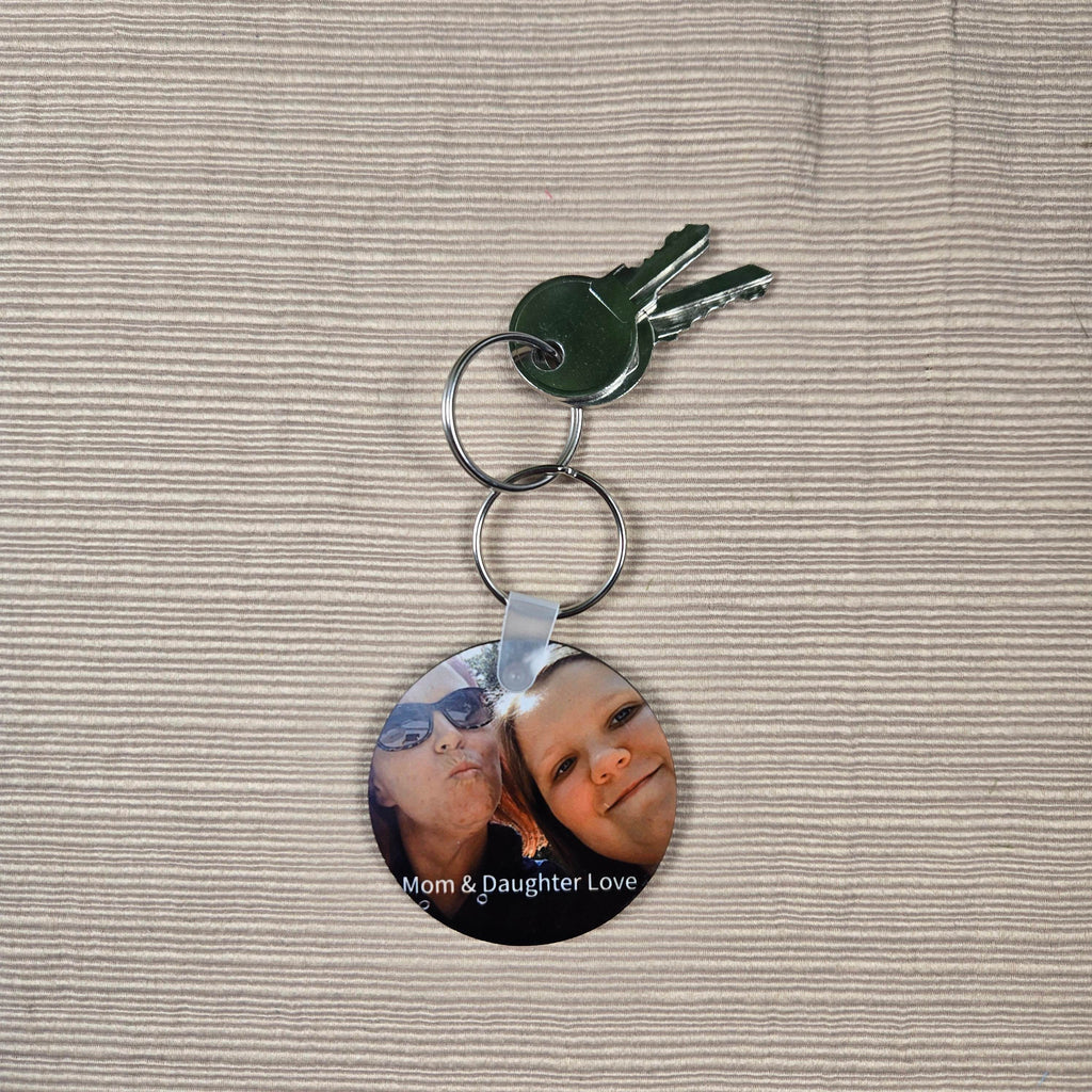 Round Double Sided Personalized Photo and Text Key Chain