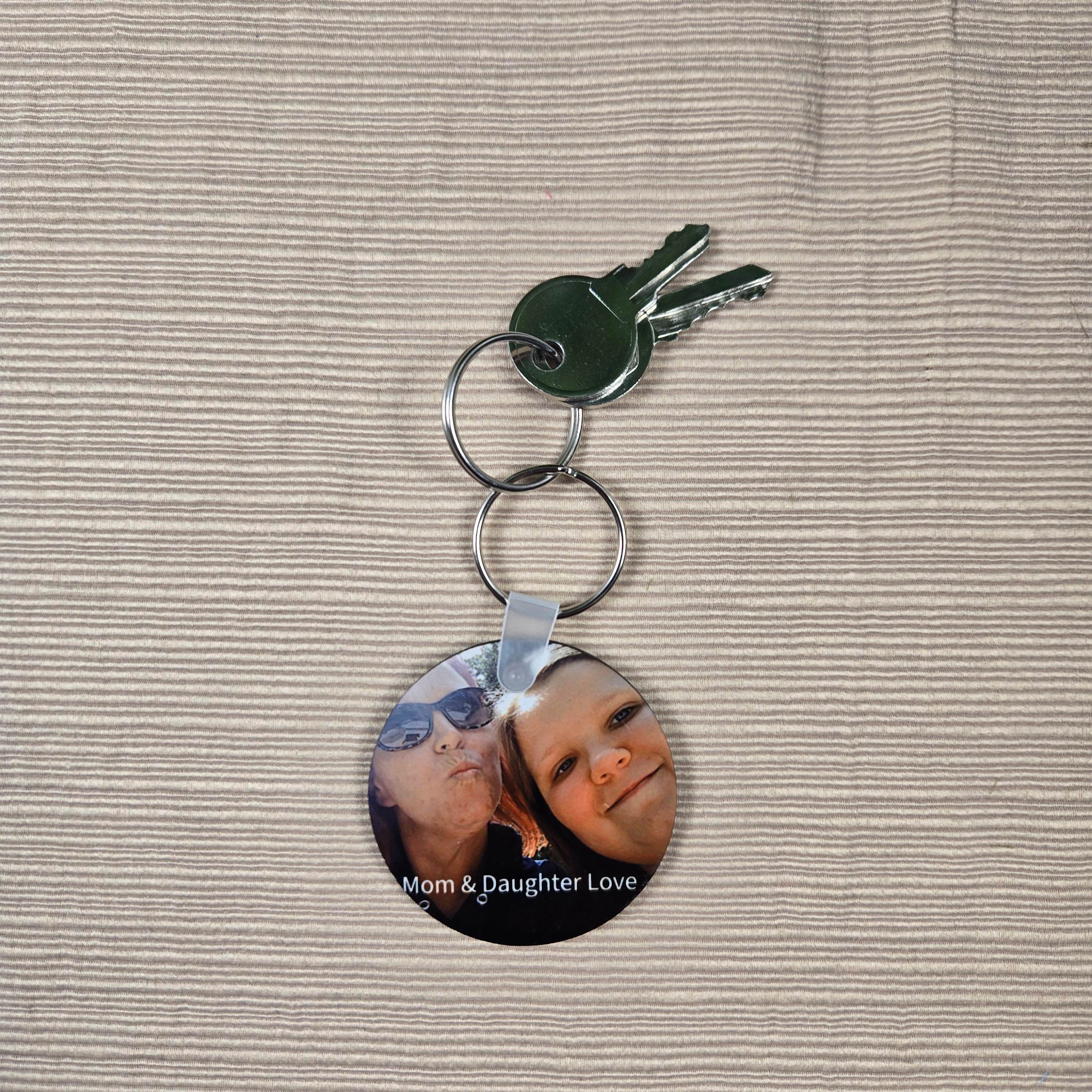Round Double Sided Personalized Photo and Text Key Chain