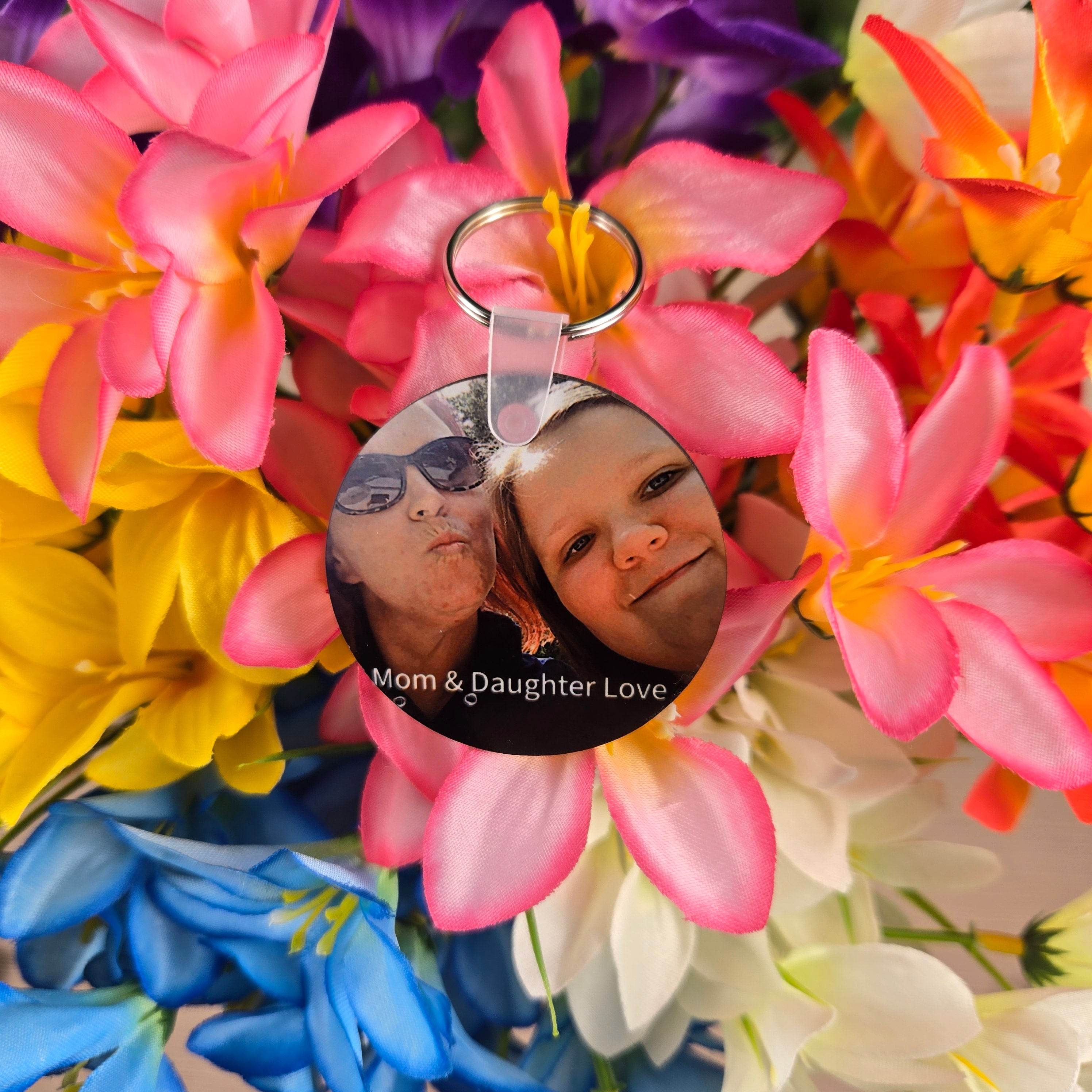 Round Double Sided Personalized Photo and Text Key Chain