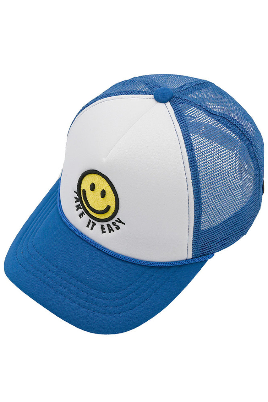 C.C TAKE IT EASY Smiley Face Trucker Cap