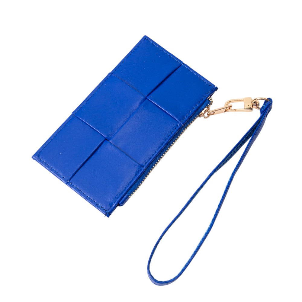 Faux Leather Weave Flat  Coin Wallet