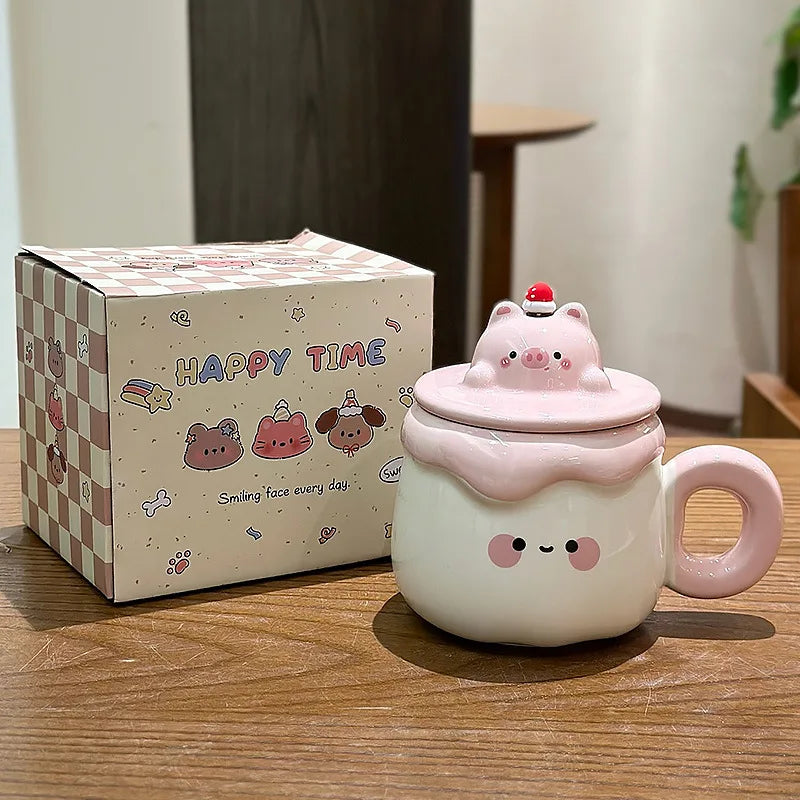 Kawaii Animal Pudding Ceramic Mugs