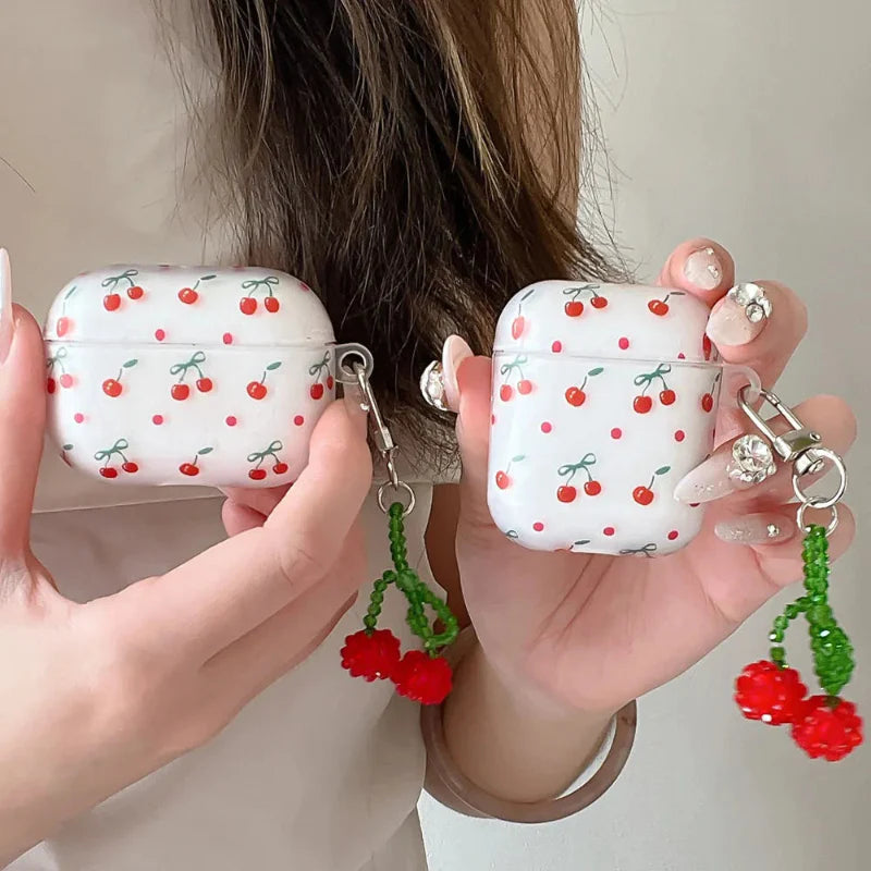 Cute Cherry Print AirPods Case