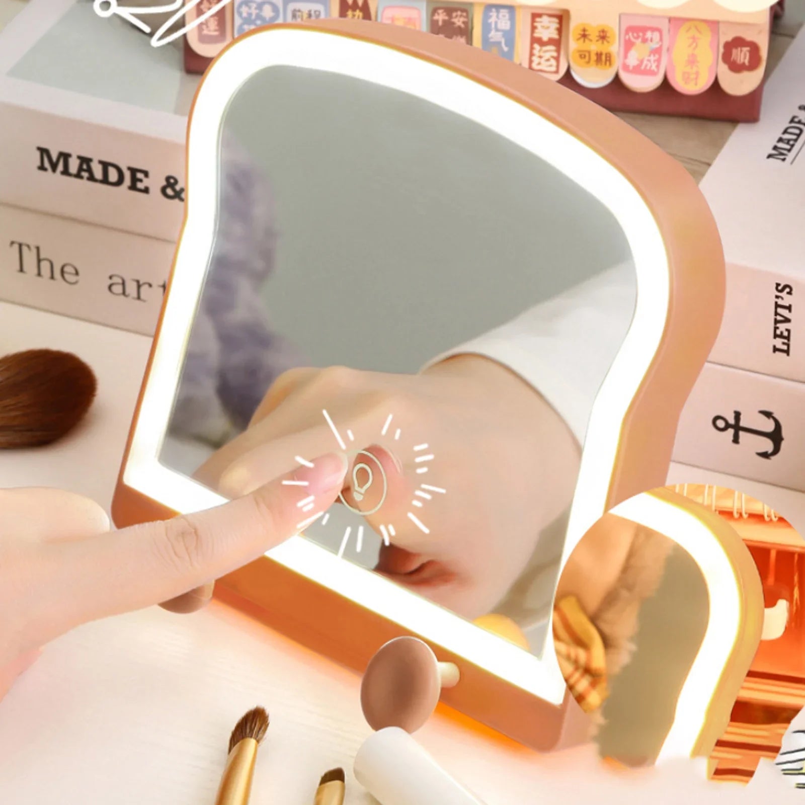 Kawaii Toast LED Makeup Mirror