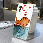 Cute Cat Clear Cartoon Animal Soft Shockproof Cover Phone Case