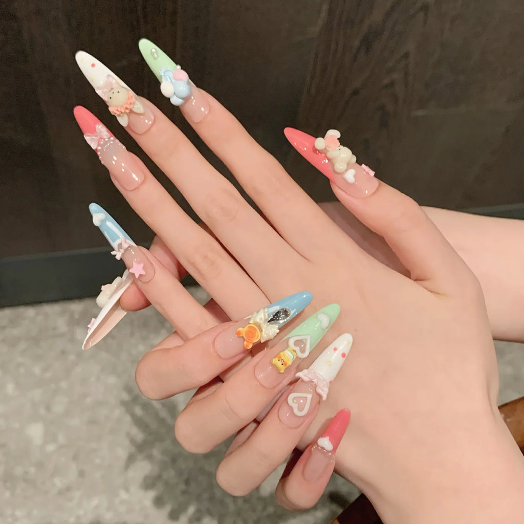 Kawaii Bunny & Bear False Nails Set