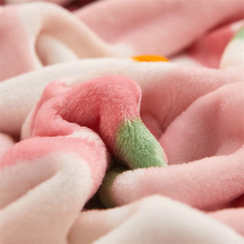 Strawberry Flower Flannel Mattress Cover