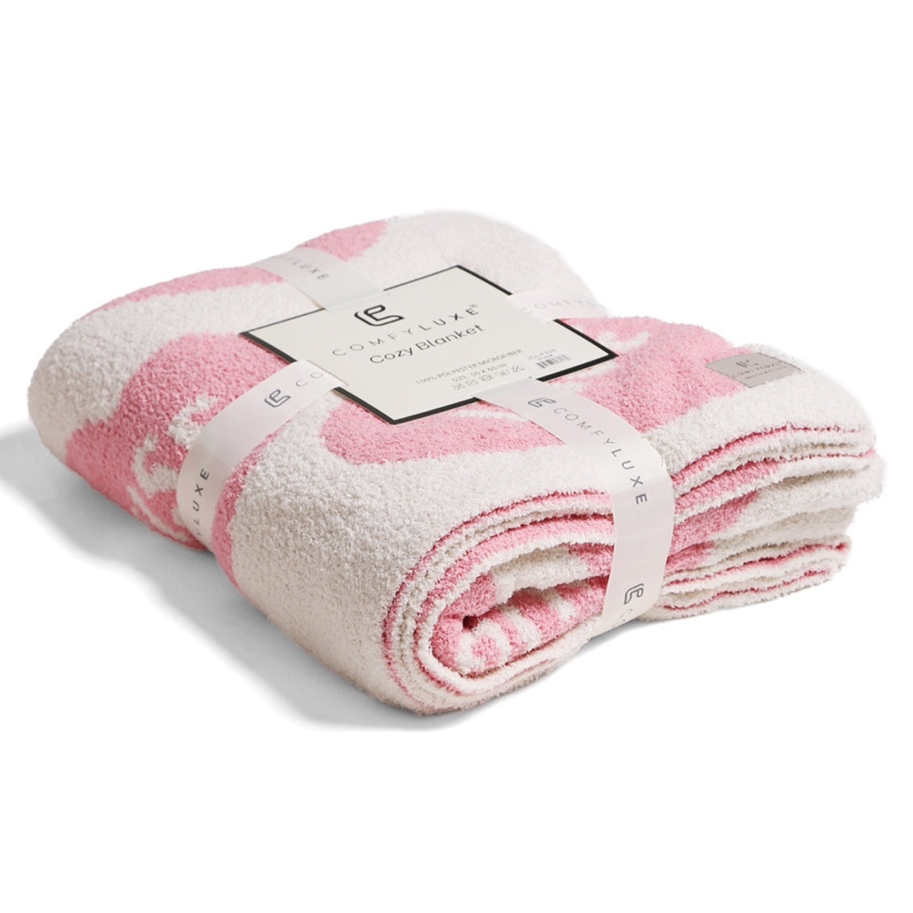 Message Written Heart Patterned Reversible Throw Blanket