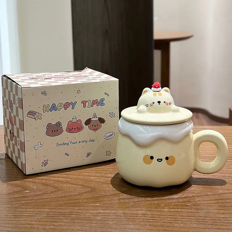 Kawaii Animal Pudding Ceramic Mugs