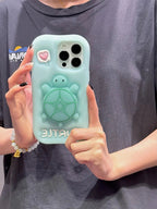 Cartoon Cute Luminous Turtle Kickstand Soft Silicone Phone Case