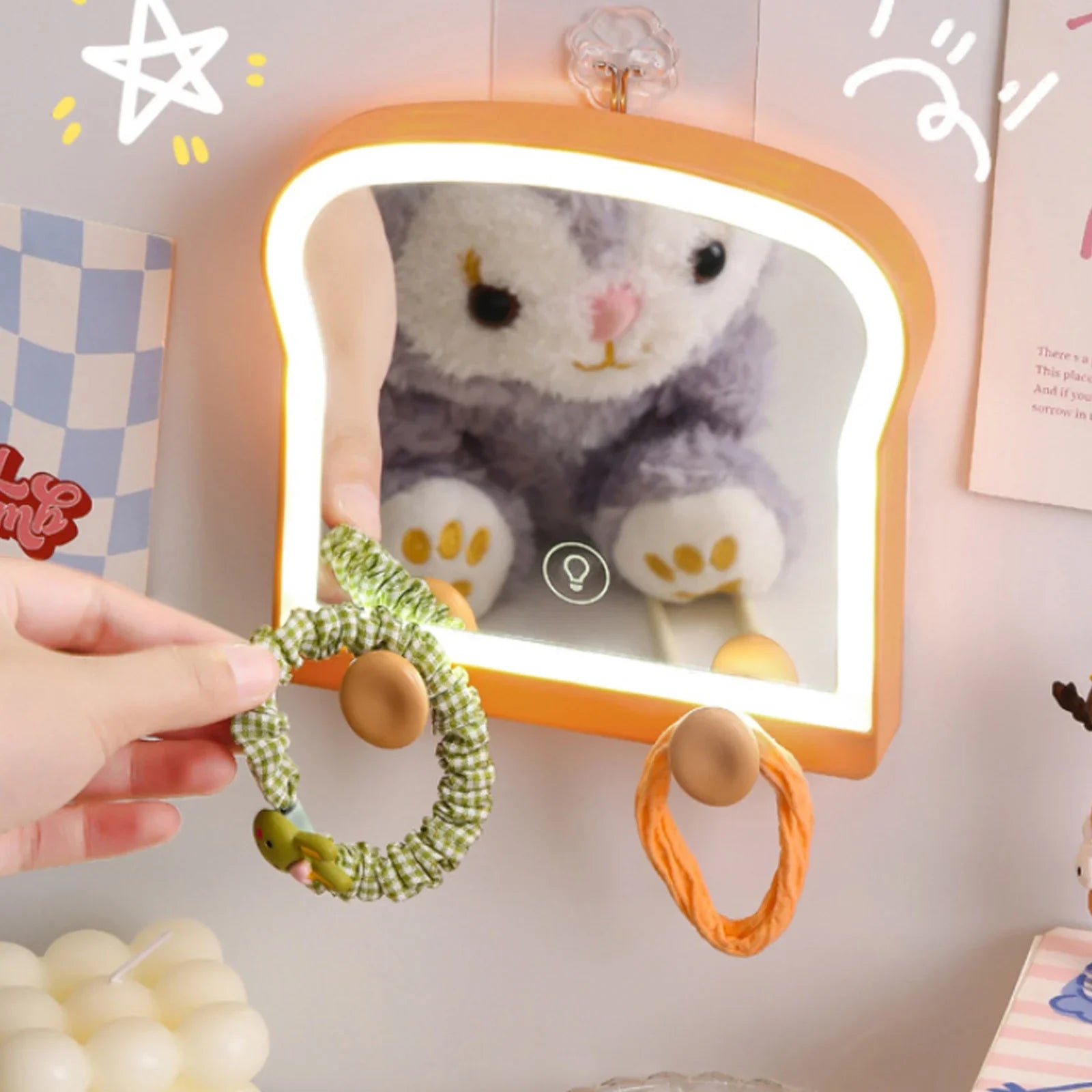 Kawaii Toast LED Makeup Mirror