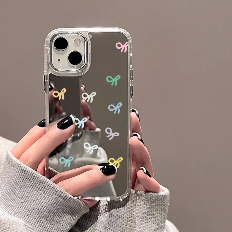 Cute Love Heart Bumper Soft Mirror Cover Phone Case
