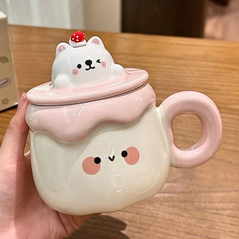 Kawaii Animal Pudding Ceramic Mugs