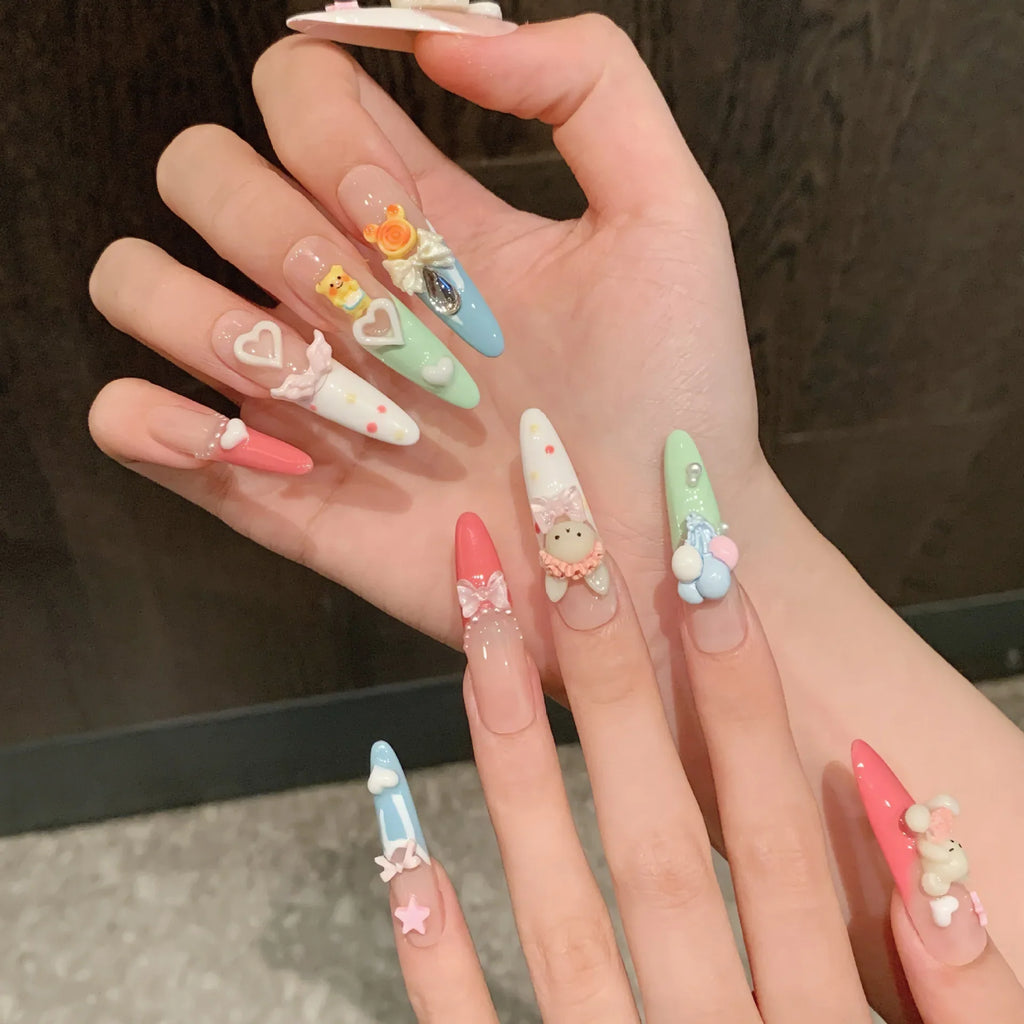 Kawaii Bunny & Bear False Nails Set