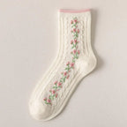 Pretty Pink & White Floral Socks