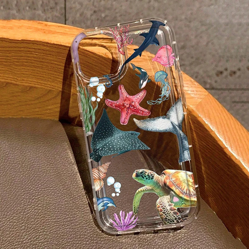 Summer Marine Animals Sea Turtle Print Clear Phone Case