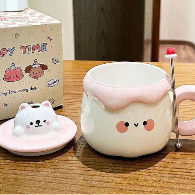 Kawaii Animal Pudding Ceramic Mugs