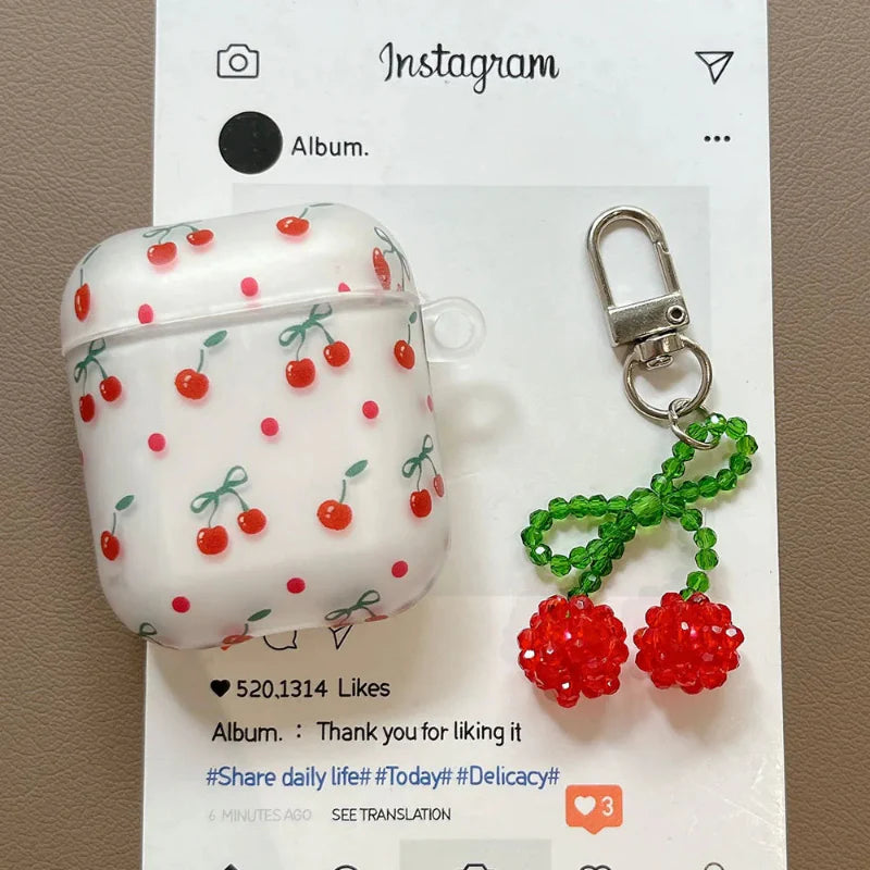 Cute Cherry Print AirPods Case