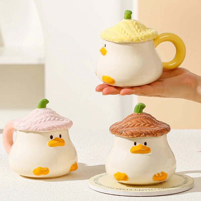 Kawaii Duck Mug With Lid