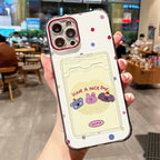 Card Slot Bag Holder Cute Dog Cartoon Puppy Clear Phone Case