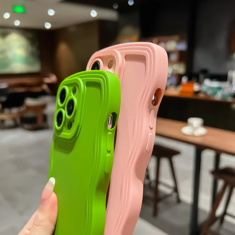 Fashion Cute Solid Curly Wave Phone Case