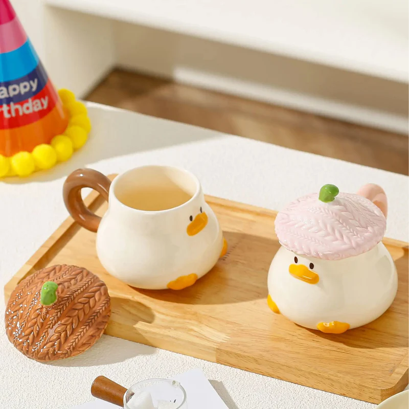 Kawaii Duck Mug With Lid